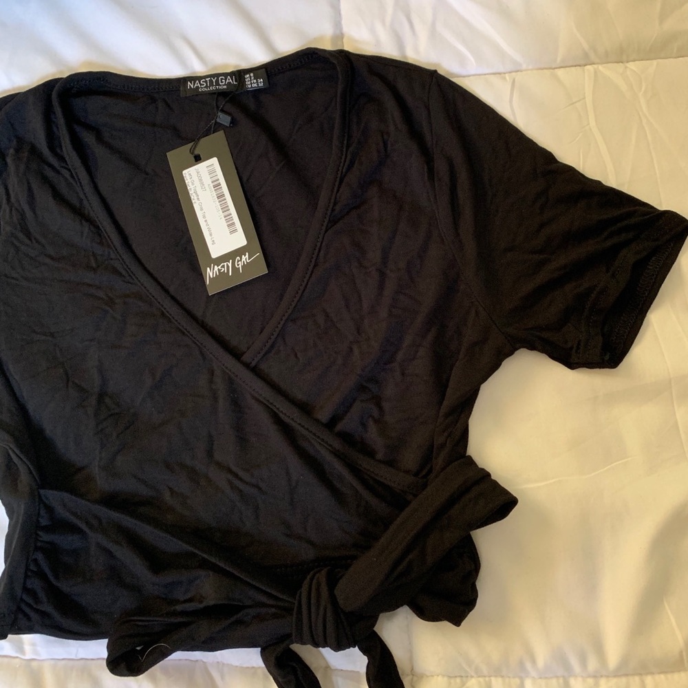 Nasty Gal Wrap Crop Top and Wide Leg Pants Set